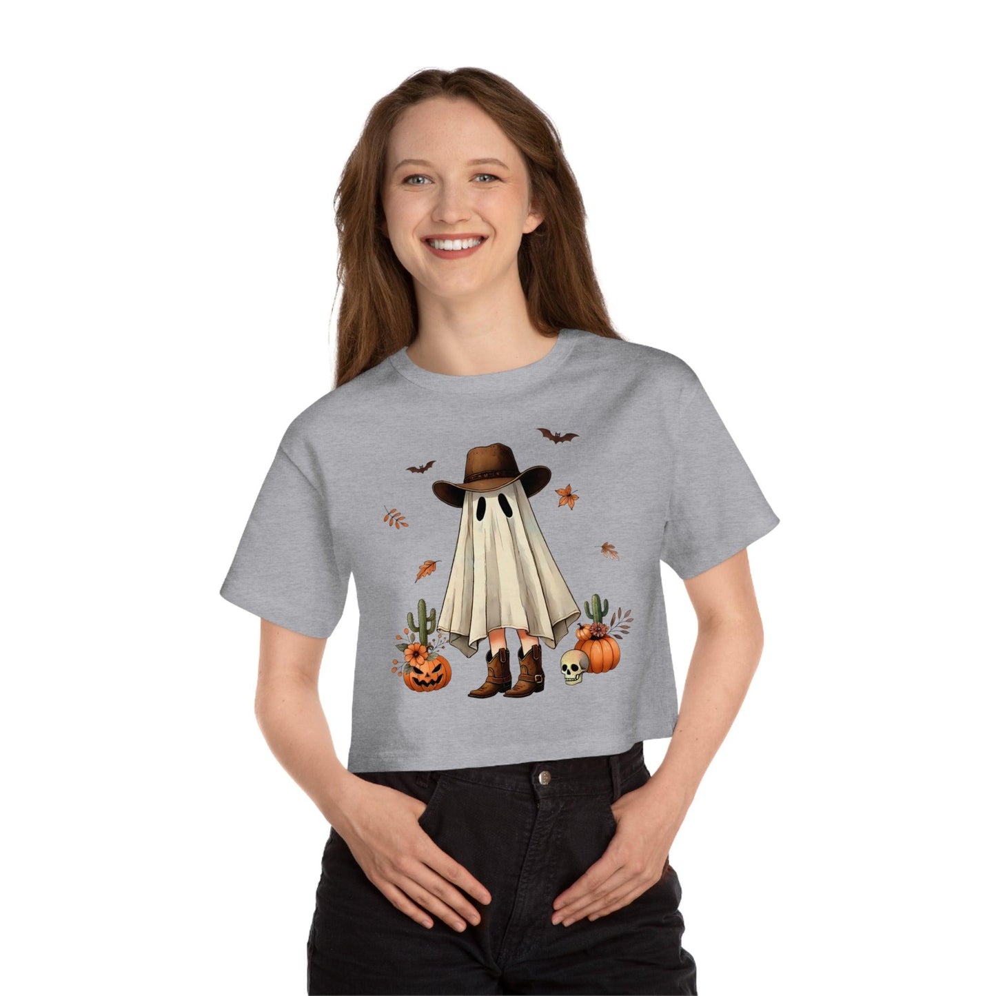 T-Shirt Corta Fantasma Sombrero y Botas Vaqueros/T-Shirt Halloween/T-Shirt Divertida