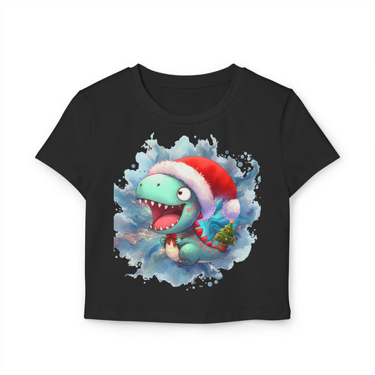 T-shirt -Bebe Dinosaurio Vestido como Santa